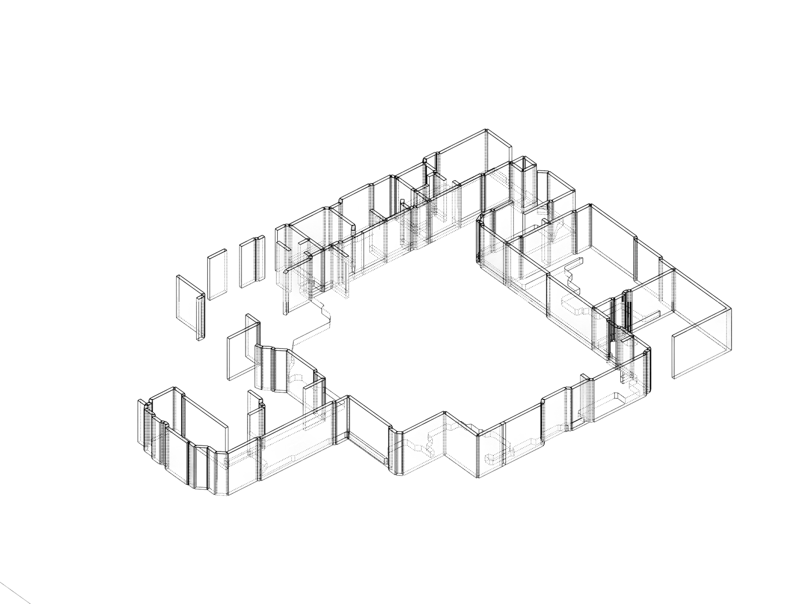 Parametric wall and opening model rebuilt from the same scan